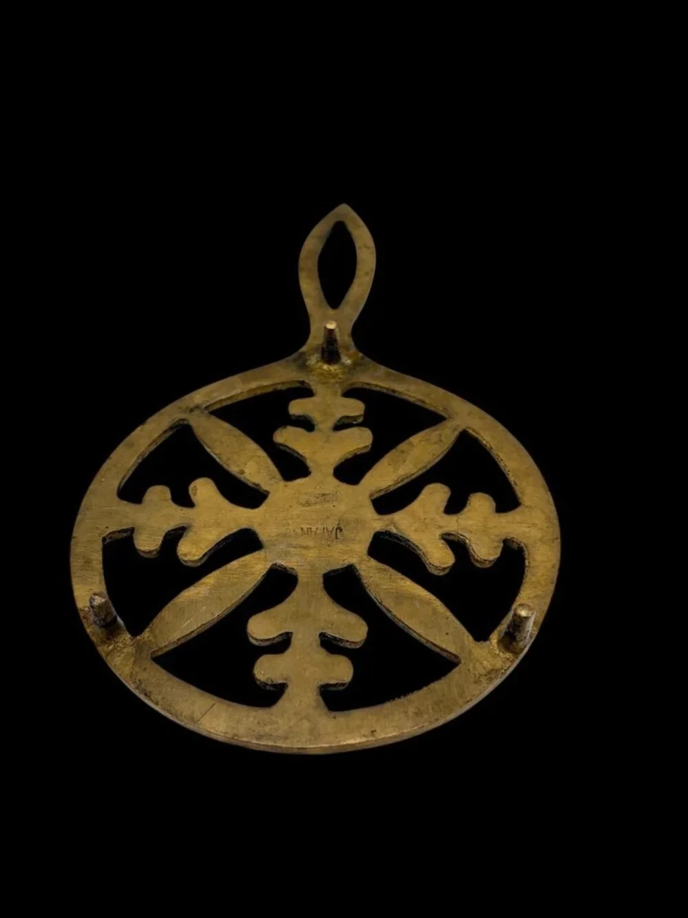 VTG Japan Cast Iron Brass Trivet Snowflake Scandinavian Mid Century Hot Plate